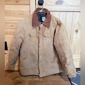 Vintage Carhartt Jacket Men XL Large Duck Canvas Chore Coat Corduroy Collar Barn